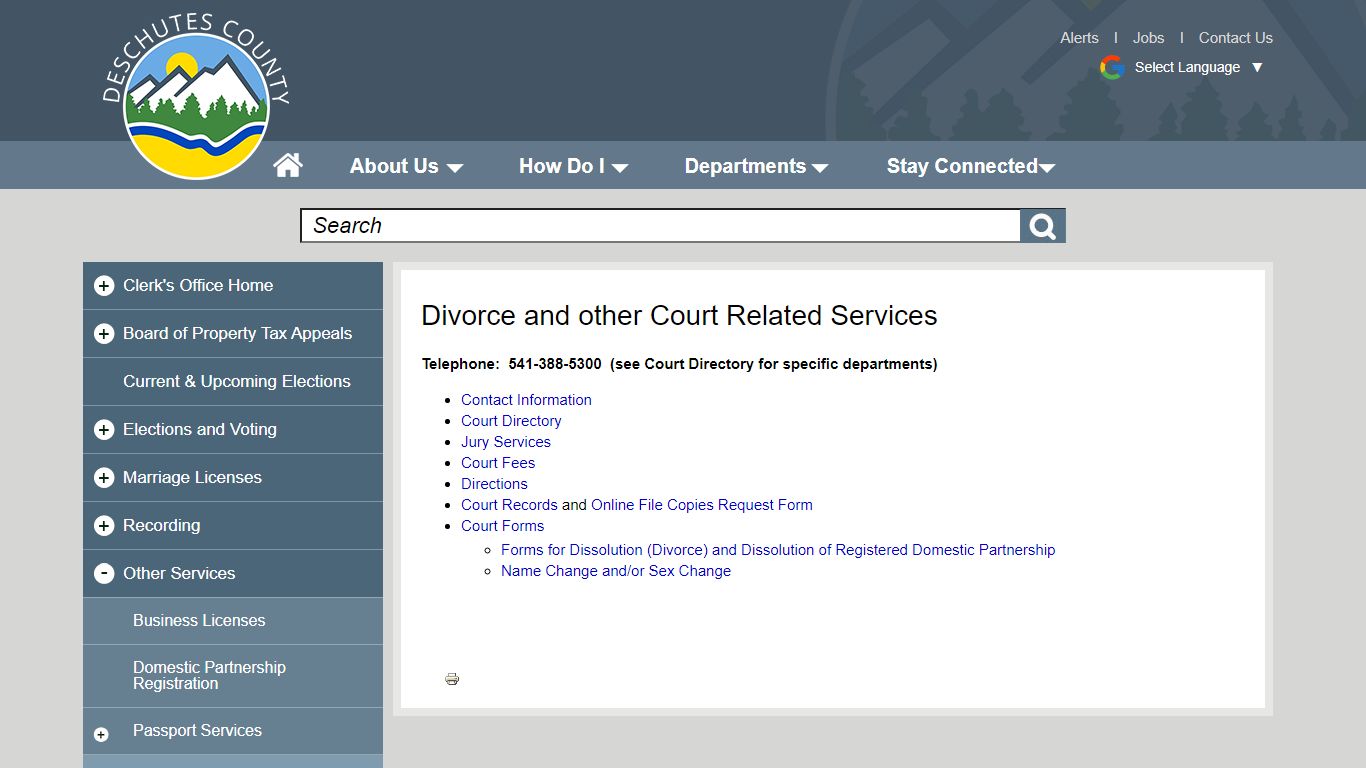 Divorce and other Court Related Services - Deschutes County