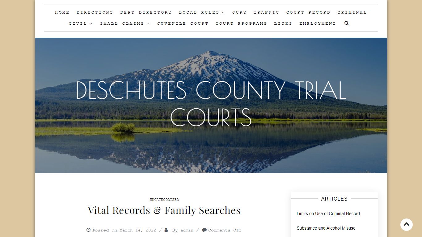 Vital Records & Family Searches - DESCHUTES COUNTY TRIAL COURTS